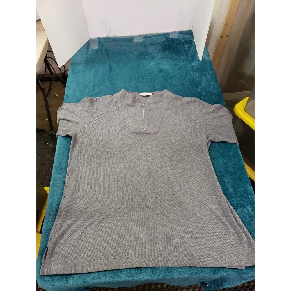 Versailles Mens Gray Long Sleeve 1/4 Zip Sweater Size Extra Large Cotton Blend